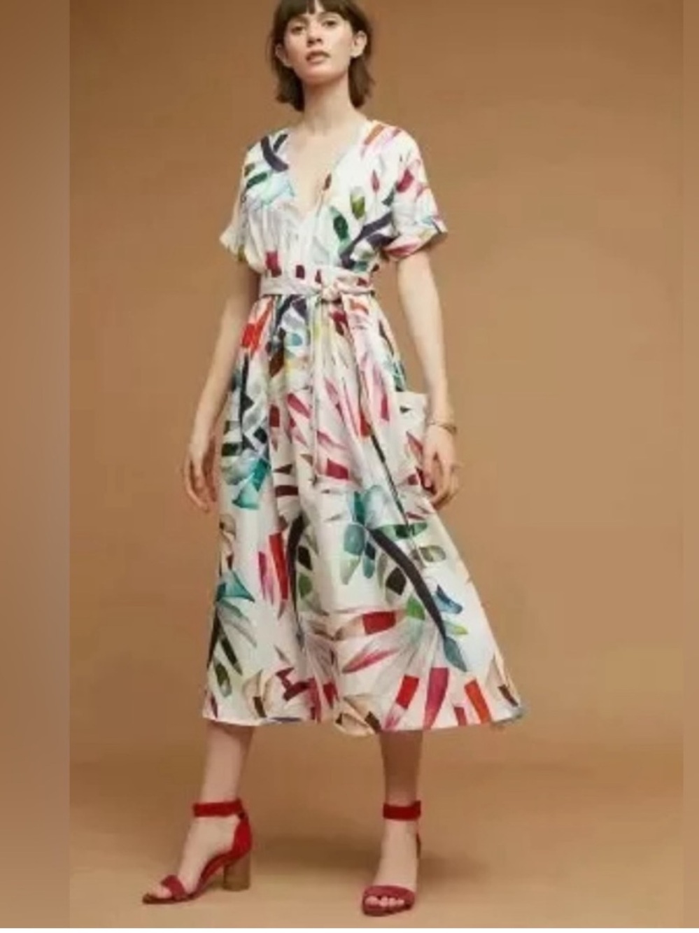 Mara Hoffman Maui Palm Wrap Dress Midi Xylophone Linen